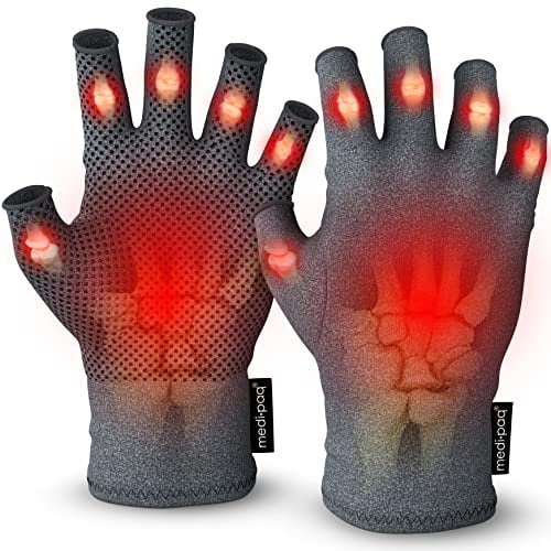 Medipaq Compression Gloves for Arthritis for Women & Men - Medium with Grip - 1 Pair of Arthritis Gloves for Women & Men - Arthritis Pain Relief for Hands - Fingerless Gloves for Women & Men