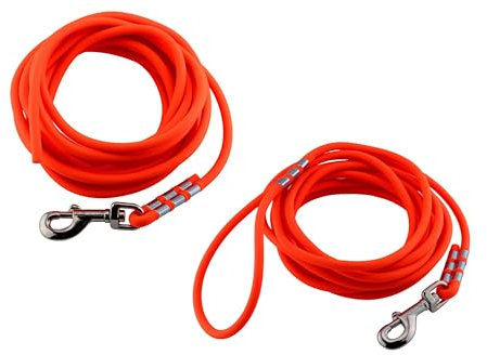 LENNIE Wasserfeste Schleppleine für große Hunde, Made in Germany, Easycare rund, 5m 10m 15m Hundeleine mit Handschlaufe, Neon-Orange [Ø 8mm (ab 15kg), 10m]