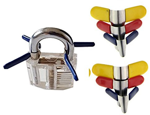 Lock picking with wing clips padlock shims lock open without lock pick blue metal clip