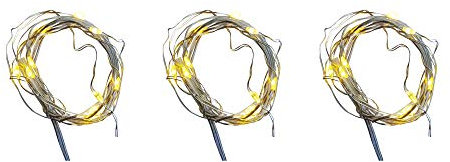 Fachhandel Plus 3er Set Micro LED Draht Lichterkette mit 30 LED´s, warmweiß, Tischdeko, Batteriebetrieb 3xAA