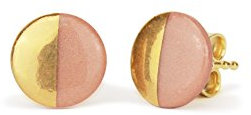 lille mus Porzellan-Ohrstecker HALBKREIS - Altrosa/Gold