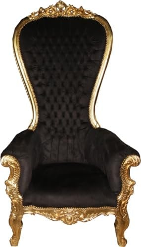 Casa Padrino Barock Thron Sessel Majestic Mod1 Schwarz/Gold - Riesensessel - Thron Stuhl