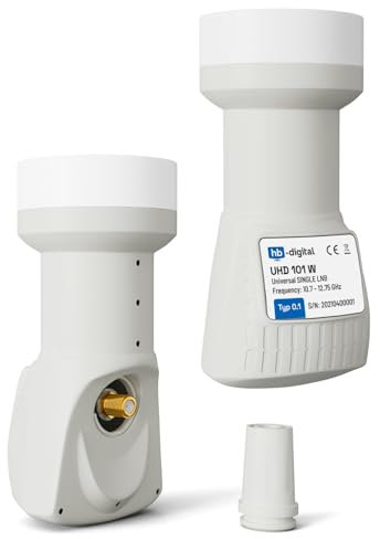 HB-DIGITAL 2X Single LNB LNC 1 Teilnehmer Direkt (Zwei Stück) Full HD TV 3D 4K Weiß Weiss White ■ Kontakte vergoldet ■ Wetterschutz