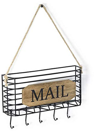 SRIWATANA Mail-Schlüsselhalter, Mail-Organizer, Wandmontage, zum Aufhängen von Briefen, Organizer mit 5 Haken Small