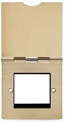 Soho Lighting Brushed Brass Gold 1 Gang Euro Floor Plate Black Insert Screwless