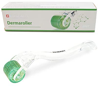 KOI BEAUTY Derma roller 1mm -200 ECHTE NADELN, Professionelles Microneedling Roller für Hautpflege für Mann Frau zuhause, Bartroller Bartwuchs, Needling Roller für kopfhaut Haare Gesicht &Körper