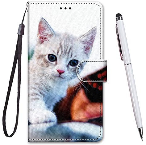 TOUCASA für Galaxy A20S Hülle, Handyhülle für Galaxy A20S,Premium Brieftasche PU Leder Flip [Kreativ Gemalt] Case Handytasche Klapphülle für Samsung Galaxy A20S (Süße Katze)
