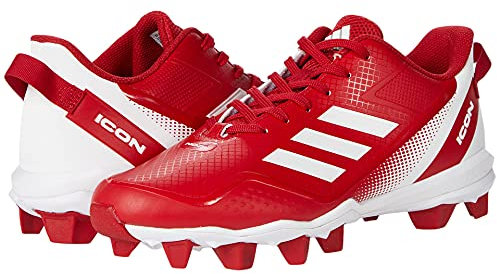 adidas Men's Icon 7 MD Baseball Shoe, Team Power Red/White/White, 15