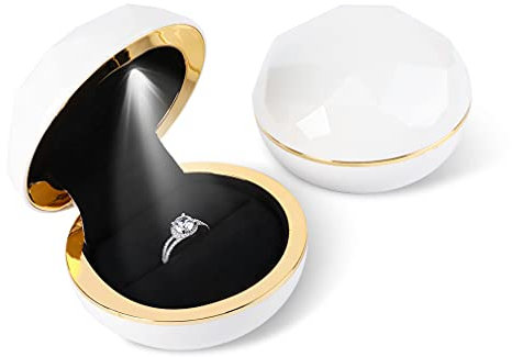 iSuperb Ring Box LED Ringe Box Schmuckschatulle Ohrringe Ring Geschenkbox Verlobung Ehering Boxen Schmuck Organizer Ringbox mit Lichtern Jewelry Gift Box for Ring