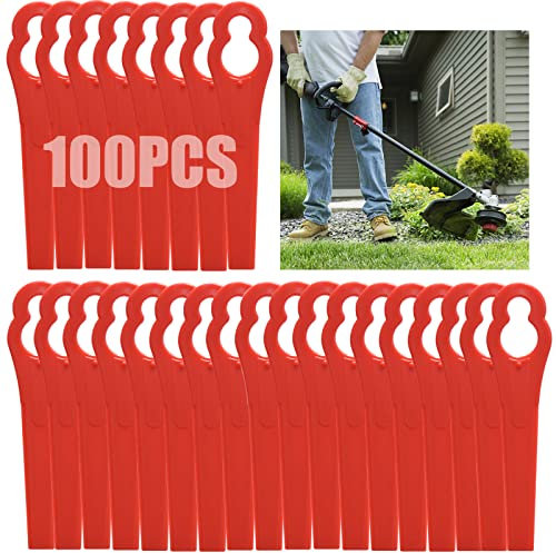 Wendergo - 100 lame per tagliaerba in plastica, senza fili, 83 mm, lame di ricambio per tosaerba Terratek Einhell