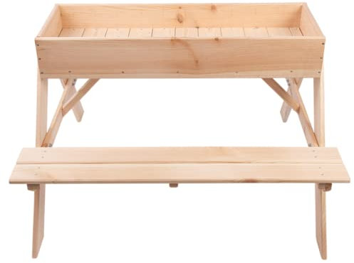 AC-Déco Table De Pique Nique 2 en 1 avec Bac à Sable pour 4 Enfants - 93 X 88 X H 60 Cm - Bois De Pin
