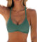 CUPSHE Haut de bikini pour femme - Maillot de bain croisé à nouer soi-même avec bretelles spaghetti et col en V, vert mousse, Taille L