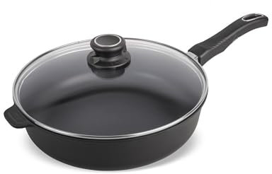 Set Original Gundel GUSS-Hochrandpfanne mit Deckel, Ø 32 cm, Höhe 7,5 cm, PFOA-frei, abnehmbarer Designer-Stiel, Glasdeckel inklusive