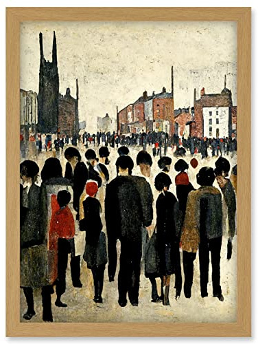 Doppelganger33 LTD 1940 Mid Century Industrial Northern Crowds In Street Cityscape Artwork Framed Wall Art Print A4