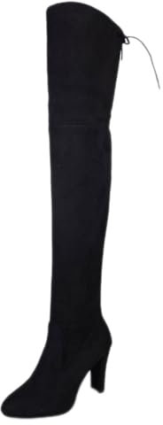 ticticlily Stivali Donna Alti Sopra il Ginocchio a Punta Eleganti Casual con Tacco Semplici Comodi Senza Chiusura Donna A Nero 36 EU