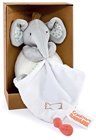 Doudou et Compagnie Farben Savane – Stofftier mit Kuscheltier Elefant, Grau, 15 cm, Geschenk zur Geburt – DC4076