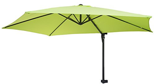 Mendler Wandschirm Casoria-AM, Ampelschirm Balkonschirm Sonnenschirm, 3m neigbar, Polyester Alu/Stahl 9kg - grün-lemon