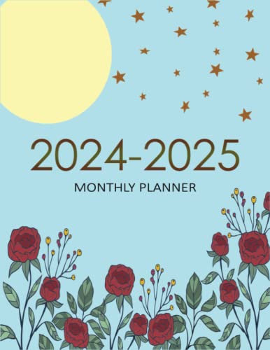 2024-2025 Monthly Planner: two years January 2024 to December 2025 with Federal Holidays , ( Flower-Sun-Stars Simple Cover )
