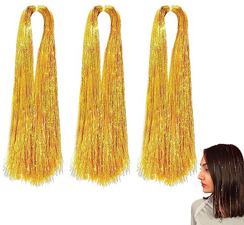 Weihnachten Eiszapfen Lametta Folie Fransen Lametta Weihnachtsbaumschmuck Lametta Folie Fransen Girlande Vorhang Strang Eiszapfen Lametta für Weihnachtsbaumschmuck Geburtstag Party Hochzeit (Gold-G23)