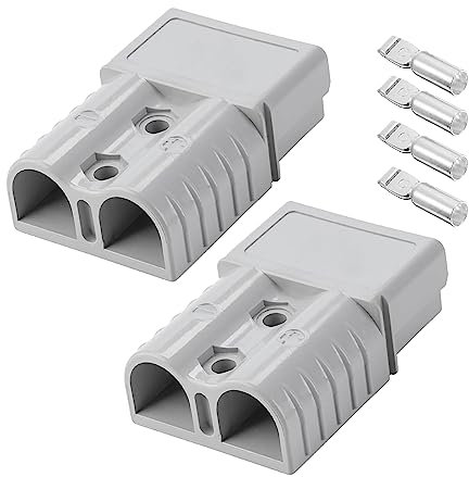 Bohaner 2 pezzi di pressacavo per spina Anderson, 120 A, connettore rapido ad alta corrente, connettore per batteria certificato, per auto, roulotte, camper, barca (120 A, grigio)
