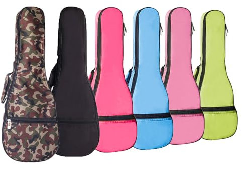 LONGTEAM Custodia per ukulele, 5 mm, in spugna, impermeabile, resistente, colorata, con custodia, Nero , For 21 Soprano, Organizer per borse