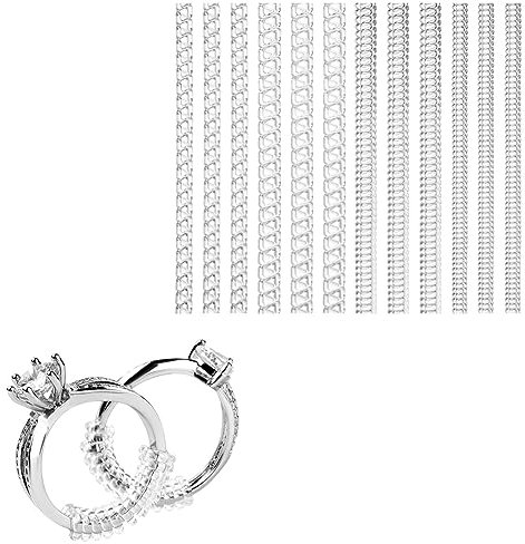 Flintronic Ringgrößenversteller für Lose Ringe, 12 Stück Transparent Ring Verkleinern, Ringgrößenversteller Silikon Ring Size Adjuster für alle Ringe, Ringschutz für Frauen, mit Schmuck Poliertuch