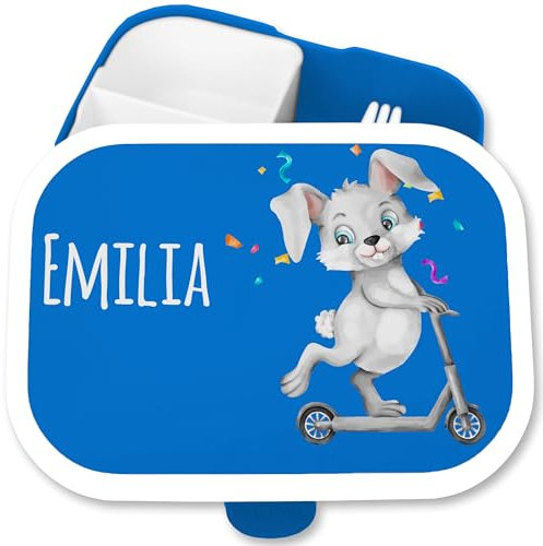 Brotdose Kinder Campus für Mepal - Hase Hasen Langohr Hasenmotiv Rabbit - 750 ml - Blau - personalisierte brotzeitbox kindergarten mädchen häschen brotdosen kita rabbits brotdose+kinder tiere
