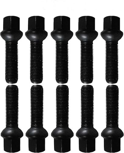TRACER 10 tornillos de rueda, perno de rueda, negro, R14, M14 x 1,5, 45 mm