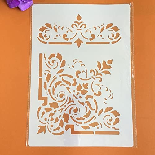 Wiederverwendbare Schablonen zum Malen auf Holz, 29 x 21 cm, Vintage-Blumenmuster, Bordüren-Vorlagen, Wandzeichnung, Kunstvorlage für Scrapbooking, wiederverwendbare Schablonen, Wanddekoration