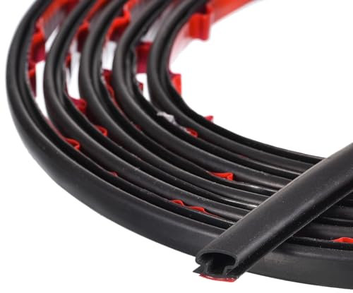 Uxcell Weather Stripping Seal Strip, 3 Meters x 10mm x 8mm Self Adhesive Rubber for 6-7mm Gap, Window and Door Soundproofing and Frame Gap Blocker (Black)