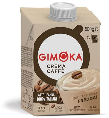 Gimoka CREMA DE CAFÉ FRÍA - brick 500g - Sin lactosa, sin gluten, sin conservantes - a base de leche con café soluble sin lactosa, UHT de larga duración