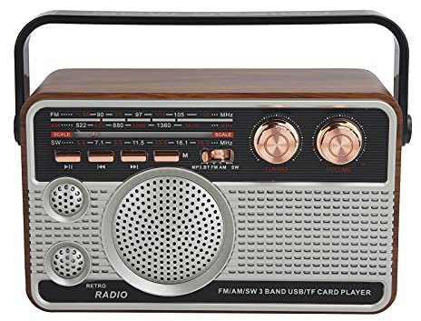 Leapiture Radio Portátil Multibanda Retro con Bluetooth, Altavoz USB Recargable, para Música y Noticias