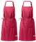 Viedouce 2 Kochschürze 100% Baumwolle für Damen Herren,Verstellbare Küchenschürze mit Groß Taschen,Schürzen für Köche BBQ Malerei Backen Kochen Heimgebrauch Restaurants Cafés Gärten,Rot