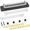 QIMEI-SHOP Sammelschiene 12V-48V DC Sammelschienen Verteilerblock Busbar 150A Stromverteilungsblock 2-Wege mit 24 x M4 Klemmenbolzen für Auto LKW Boot Schwarz