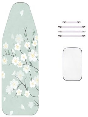 WTAIS Cotone - Copriasse da Stiro, 160x60cm, Misura Extra-Large Pink Flower Spessore A 2 Strati - ASSE Stiro Coperture, con Rete Isolante E Chiusure