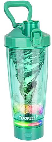 TOOFEEL Electric Protein Shaker Bottle - 20 oz USB Rechargeable Shaker Cups for Protein Shakes, Self Stirring Shaker Bottle for Protein Mixes, BPA Free Workout Gym Shaker Bottle, Green
