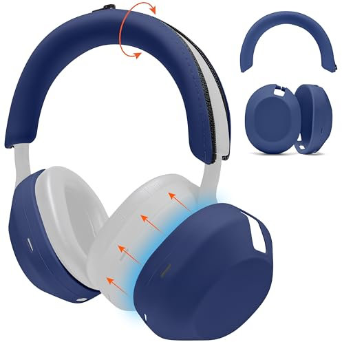 WC ShellZ XM5 - Protective Headphone Exterior Shell & Headband Covers for Sony WH1000XM5 Made by Wicked Cushions | Made with Premium Silicone | Blue