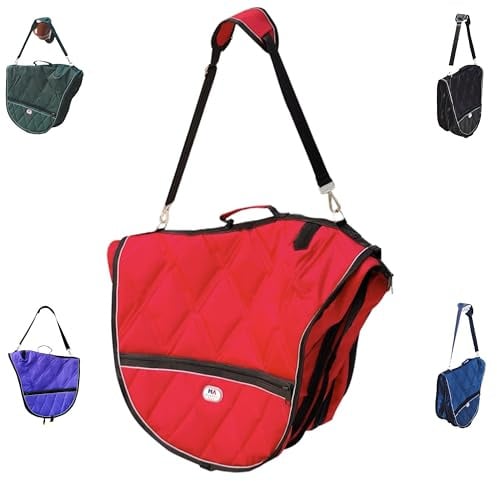 Majestic Ally 1000D Nylon Reflective English Saddle Carry Bag, Red, Utility