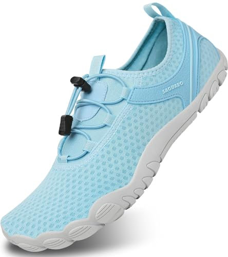SAGUARO Badeschuhe Herren Wasserschuhe Männer Strandschuhe Damen Aquaschuhe Neoprenschuhe rutschfeste Schwimmschuhe Azurblau 38 EU