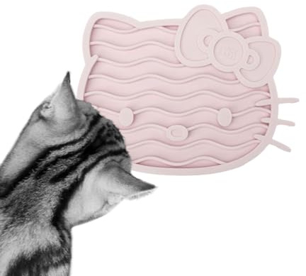 LucyBalu X Hello Kitty ZENCAT Schleckmatte Slow Feeder – Rosa | Anti-Schling-Matte aus Silikon, Hello Kitty Design, spülmaschinenfest, gegen Langeweile