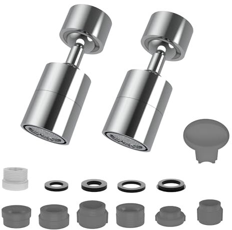 KENISTORE Aireador Giratorios 360° para Grifo Cocina y Baño – Grifo Giratorio Universal con Adaptador para Fregaderos y Baños | GRIFO GIRATORIO Y 1 SET DE CONECTORES para todo tipo de grifo