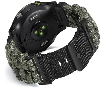 BINLUN Compatibile con Garmin Cinturino Quickfit 20MM Paracord 550 Resistente Militare Nylon per Fenix, Forerunner, MARQ, Approach (Verde)