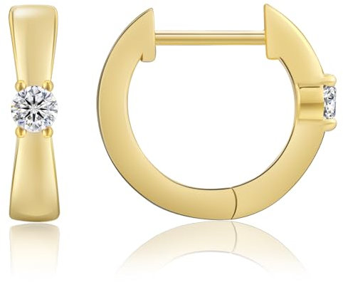 KRKC&CO Creolen Silber 925 Damen mit Stein, Creolen Ohrringe mit Moissanite, Kreolen Huggies in Schleife Form, Hypoallergen Antiallergisch Ohrschmuck Geschenke für Frau Mädchen, 14K Gold