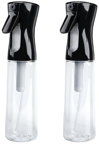 GGTTNRT Paquete de 2 botellas de spray de agua, botella vacía de 300 ml, botella de pulverización continua reutilizable, botellas de spray para el cabello, para peluquería, limpieza del hogar,
