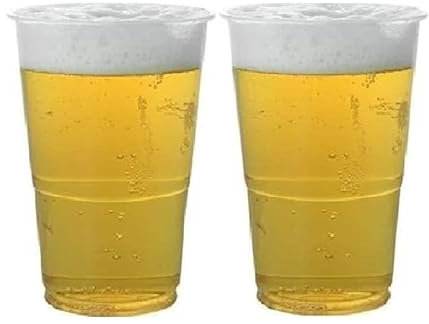 Sunrise Packaging Half Pint Beer Cups 330ml, Durable, Recyclable, Pack of 50, Clear BPA Free Plastic Drinking Cups for Parties, Events, Outdoor Use