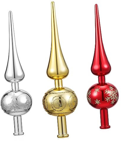 TOPBATHY Elegantes 3-teiliges Christbaumschmuck-Set Mit Glitzernden Kugeln Weihnachtsbaumspitze Dekorationen