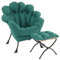 Furlide 2025 Floral Lazy Chair mit Ottomane, moderner Lounge-Akzentstuhl mit Armlehnen, bequemer Lesesessel mit Fußstütze für Wohnzimmer, Schlafzimmer, Balkon (dunkelgrün)