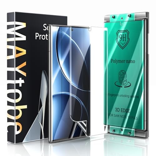 MAYtobe 2 Stück Schutzfolie für Samsung Galaxy Note 10 Plus, Keramikfilm Nicht Glas, mit Montage Rahmen, 3D Curved Volle Abdeckung, Unterstützt Fingerabdruck-ID, Blasenfrei, HD Displayschutzfolie