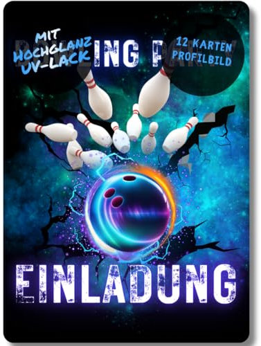 celebr8te 12x Bowling Einladungskarten - Für den Kindergeburtstag von Jungen & Mädchen - Coole Partyeinladungen für Geburtstage Motiv 5