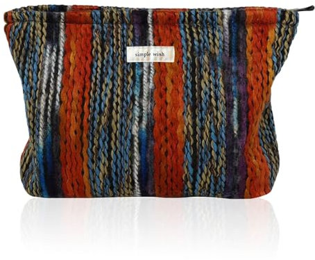 Tcdwla Trousse de Toilette Femme, Trousse Maquillage Femme, Voyage Accessoires Sac Cosmétique en Velours Côtelé pour L'école, Les Voyages, Le Shopping (Orange)